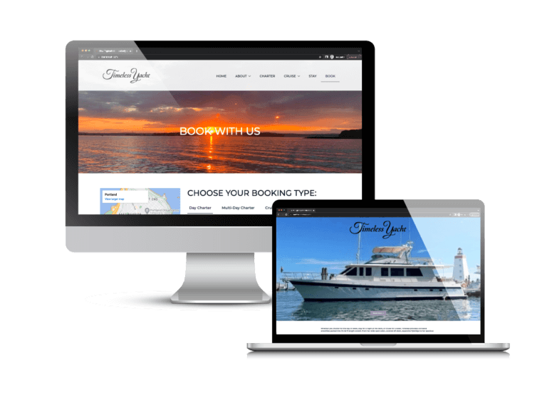 Timeless Yacht website screenshots, built by Creare Web Solutions