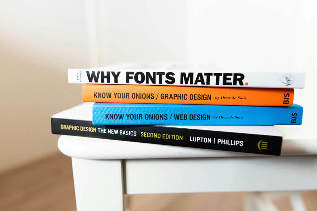 Stack of Books about Design & Font Selection